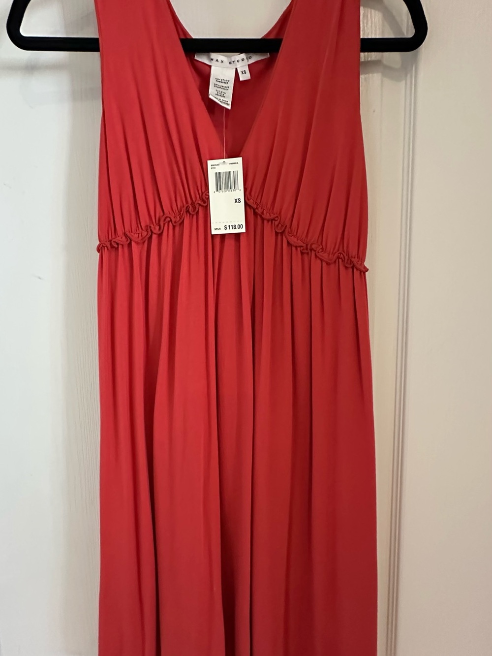 Max Studio Paprika V-Neck Sleeveless Maxi Dress
